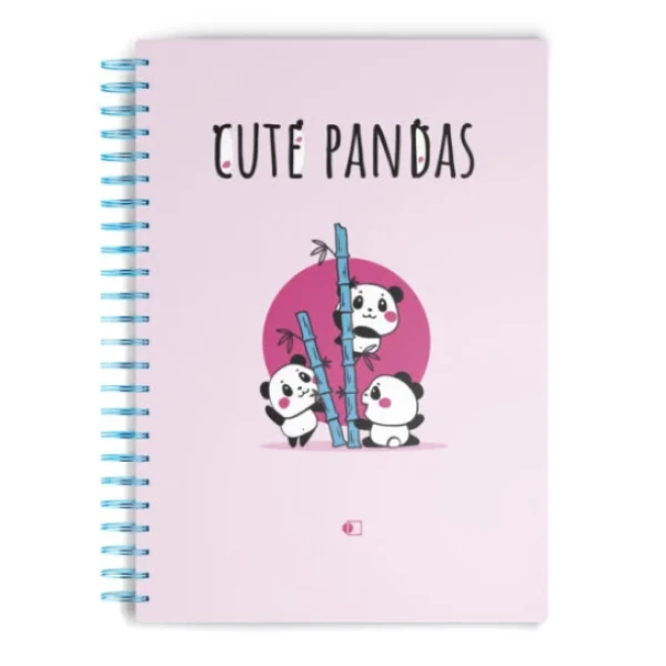 Блокнот "Cute pandas" two А5, 80 арк., нелінований, тверда палітурка, пружина, 4 вида, мікс,