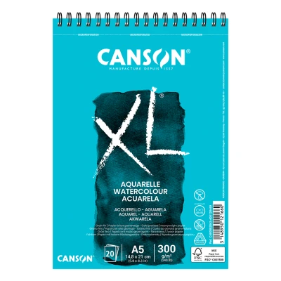 Альбом для акварелі на спіралі XL, A5 (14,8*21см), 300г/м2, 30л, середнє зерно, Canson
