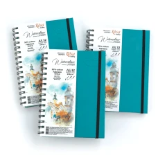 Блокнот для акварелі на спіралі Unica by Fabriano, А5, 250г/м2, 32 л, папір білий, Бірюза, ROSA Gallery