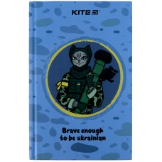 Книга записна А6, 80арк, кліт., тверда обкл, Хоробрий кіт K22-199-6 Kite