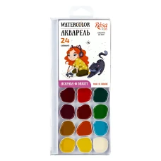 Набір акварельних фарб Cats with a Girl, 24 кол., б/пензлика, 301208 ROSA Kids