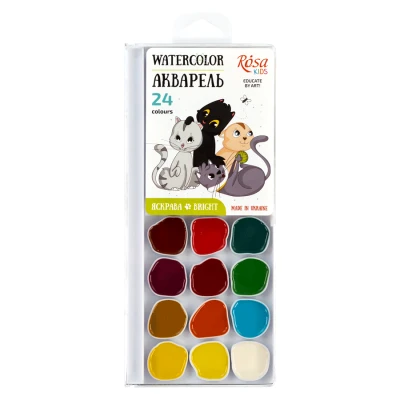 Набір акварельних фарб Cats, 24 кол., з/пензликом, 301205 ROSA Kids