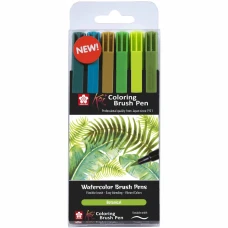 Набір маркерів Koi Coloring Brush Pen, BOTANICAL 6кол., Sakura