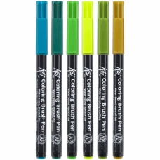 Набір маркерів Koi Coloring Brush Pen, BOTANICAL 6кол., Sakura