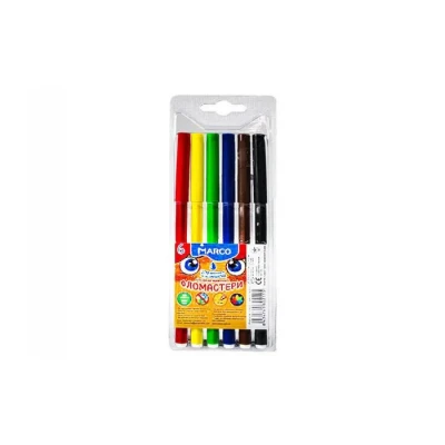 Фломастери 6 кольорів Super Washable, 1690-06 Marco 