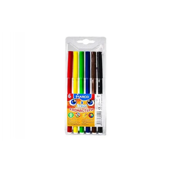 Фломастери 6 кольорів Super Washable, 1690-06 Marco