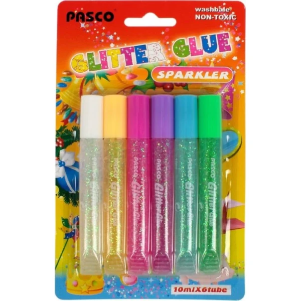 Клей з блискітками 10мл 6шт colors, Pasco GG-002