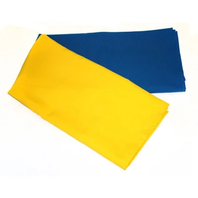 Прапор України синьо-жовтий 90*135см.атлас з тризубом і бахромою П-6Ат б