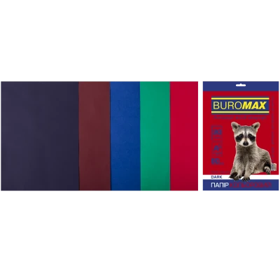Набір кольорового паперу А4, 80г/м2, DARK, 5кол. 20арк., BM.2721420-99