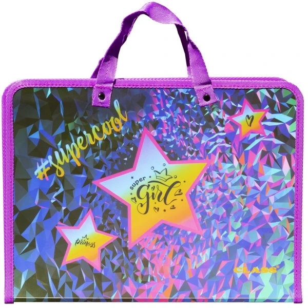 Папка з ручками "Super Girl", PP, 600 мкм, 350*255*45 мм, 5636-24C, Class