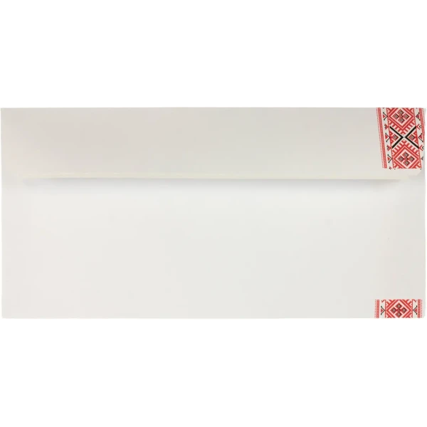Конверт ДЛ скл, білий, 75, зовн. друк "вишивка2", коробка 1 тис.шт, 2054