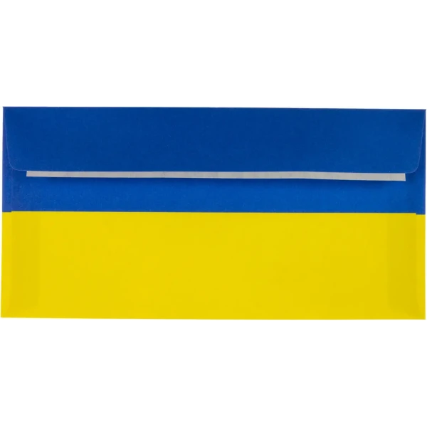 Конверт ДЛ скл, білий 80, [жовто-синій], коробка 0,5 тис.шт, 2240_113_285