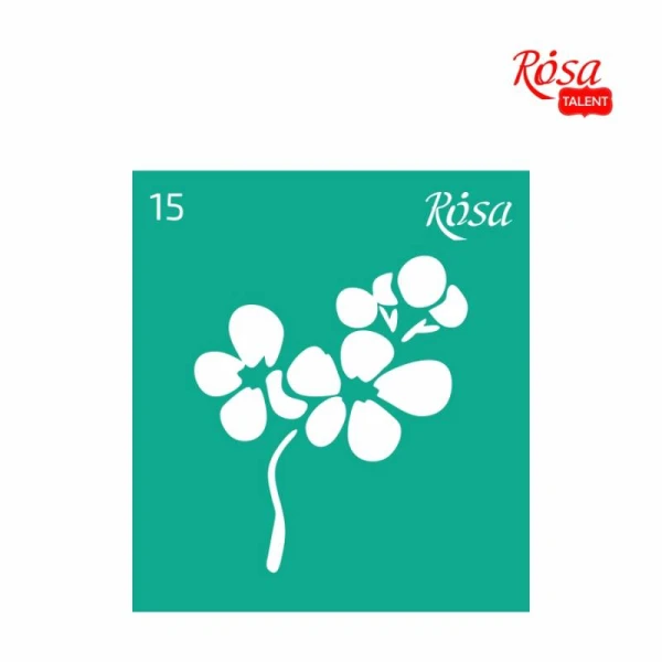 Трафарет багаторазовий самоклеючий, №15, 9х10см, серія „Квіти“, ROSA Talent