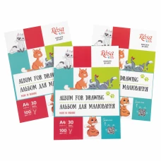 Альбом-склейка для малювання, Cats, А4, 100г/м2, 30л, ROSA Kids