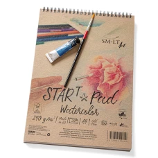 Альбом для акварелі на спіралі STAR T А4, 240г/м2, 20л, натуральний білий, Smiltainis