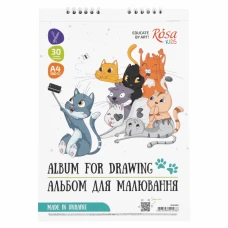 Альбом на спіралі для малювання, Cats Selfies, А4, 100г/м2, 30л, ROSA Kids