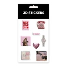 Наліпки 3D-стікер "Pink lover" набір 8 стікерів SB-40 Tattooshka