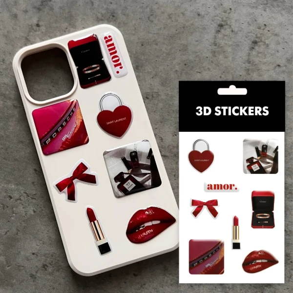 Наліпки 3D-стікер "Classic red" набір 8 стікерів SB-41 Tattooshka