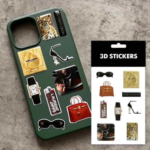Наліпки 3D-стікер "Gold edition" набір 8 стікерів SB-44 Tattooshka