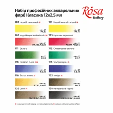 Набір акварельних фарб CLASSIC, 12*2,5мл, кювета, Бірюза метал. пенал, ROSA Gallery