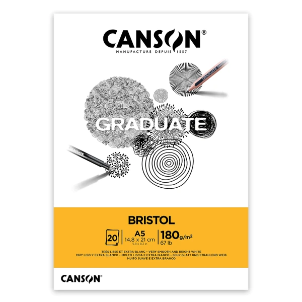 Склейка паперу для рисунку GRADUATE BRISTOL, А5 (14,8*21см), 180г/м2, 20л, Canson
