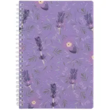 Блокнот на спіралі пласт. обкл., А5, 80 арк., кліт., Lavender 2, 8033-2-A