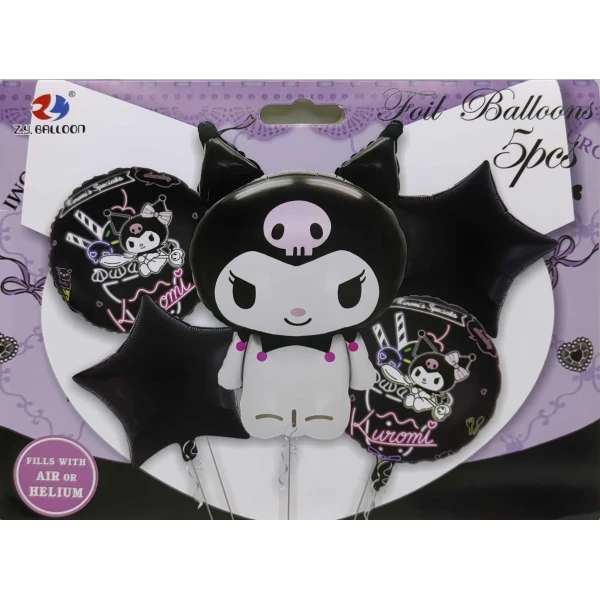 Набір фольгованих куль "Зайчик Kuromi" 5шт. = 1шт * 70см.+ 4шт * 45см, 2015