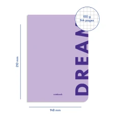 Блокнот "Dream" фіолетовий, А5 (148*210 мм), 144 стор. клітинка, orner-1290