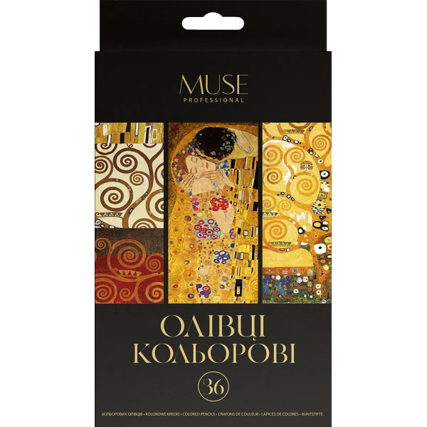 Олівці кольорові тригранні MUSE 36 кольорів + чинка, 107M-36 Школярик