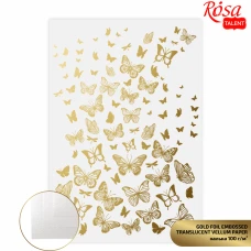 Калька напівпрозора з тисненням „Gold Butterflies“, 21х29,7см, 100 г/м2, ROSA Talent
