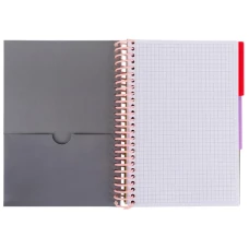 Блокнот з розділювачами, А5, 120арк, кліт, сірий, 8405-10-A