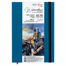 Блокнот для акварелі Unica by Fabriano, А5, 250г/м2, 32 л, папір білий, Бірюза, ROSA Gallery