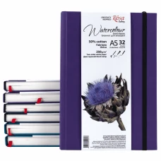 Блокнот для акварелі Unica by Fabriano, А5, 250г/м2, 32 л, папір білий, Фіолетовий, ROSA Gallery