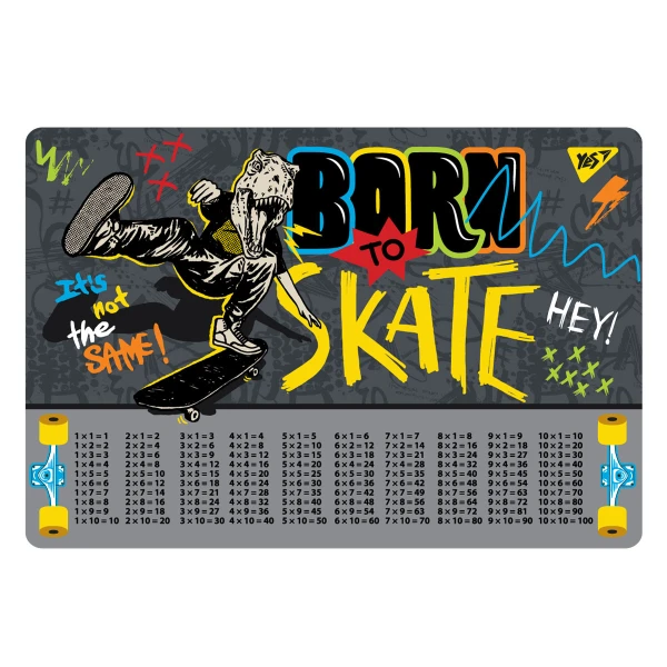Підкладка пластикова "Skate boom.Таблиця множення", 492050, YES