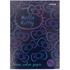 Папір кольоровий неон. (10арк/5кол)  А4 Hello Kitty HK21-252 Kite