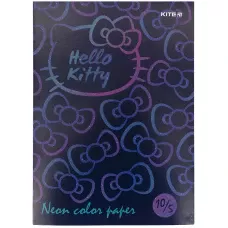 Папір кольоровий неон. (10арк/5кол)  А4 Hello Kitty HK21-252 Kite