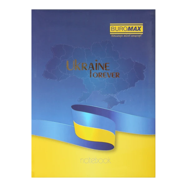 Блокнот UKRAINE, А5, 80 арк., кліт, тверда обкл, гл. ламінація з поролон, блакитний, BM.24582101-14