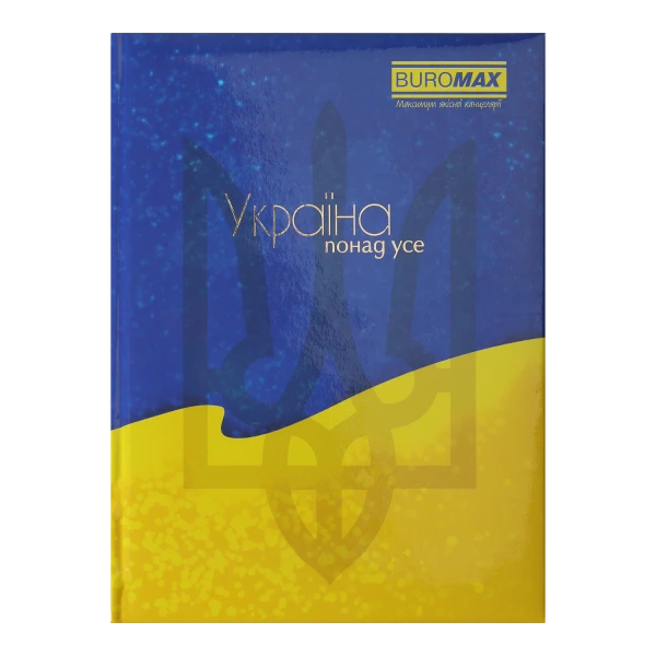 Блокнот UKRAINE, А5, 80 арк., кліт, тверда обкл, гл. ламінація з поролон, жовтий, BM.24582101-08