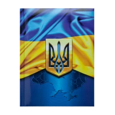 Блокнот UKRAINE, А5, 80 арк., кліт, тверда обкл, гл. ламінація з поролон, т.-синій, BM.24582101-03