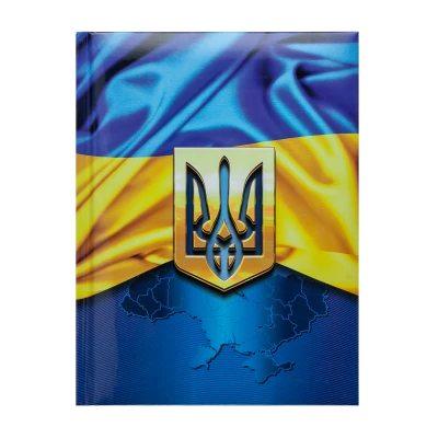 Блокнот UKRAINE, А5, 80 арк., кліт, тверда обкл, гл. ламінація з поролон, т.-синій, BM.24582101-03