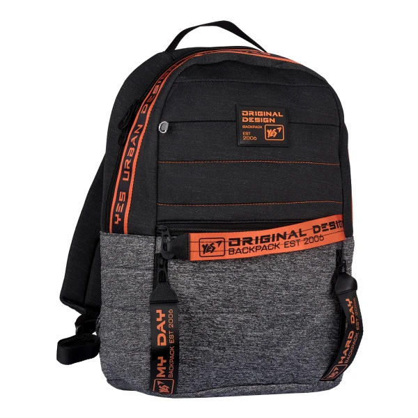 Рюкзак шкільний YES T-122 "Urban disign style Orange", сірий/чорний 42*30*14см., 558750