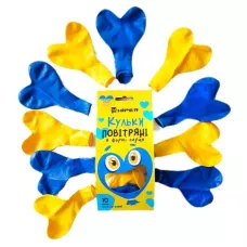 Кульки повітряні у формі серця, жовто-блакитні (уп. 10 шт.) HIPER