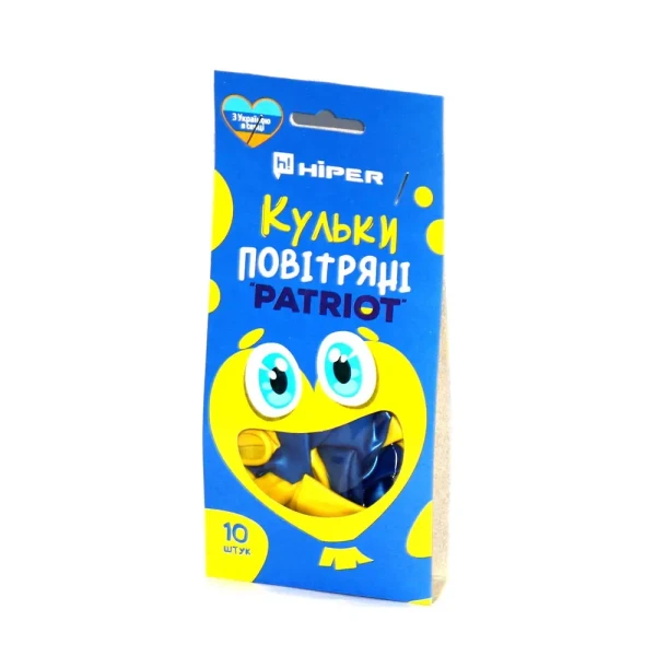 Кульки повітряні Hiper, жовто-блакитні, "Patriot" 10шт/уп.,