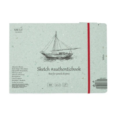 Альбом для ескізів AUTHENTIC А5 (24,5*17,6см), 90г/м2, 32л, білий колір, Smiltainis