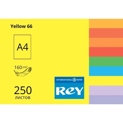 Папір кольоровий REY Adagio А4 160г/м2, 250 арк. Yellow 66, жовтий 16.742