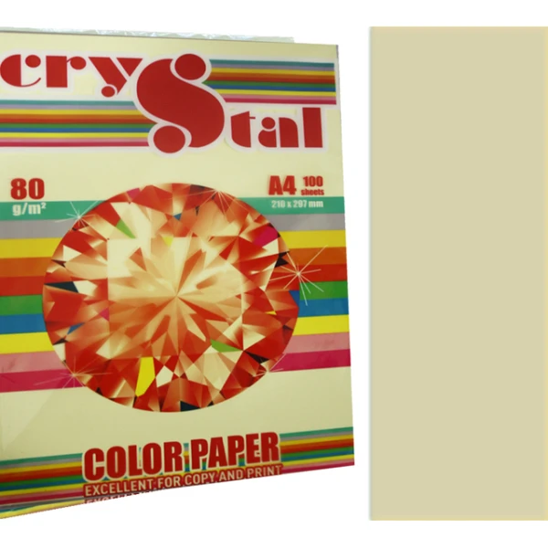 Папір кольоровий Crystal Color Paper А4 80 г/м. 100 арк. пастель Ivory 100, слонова кістка
