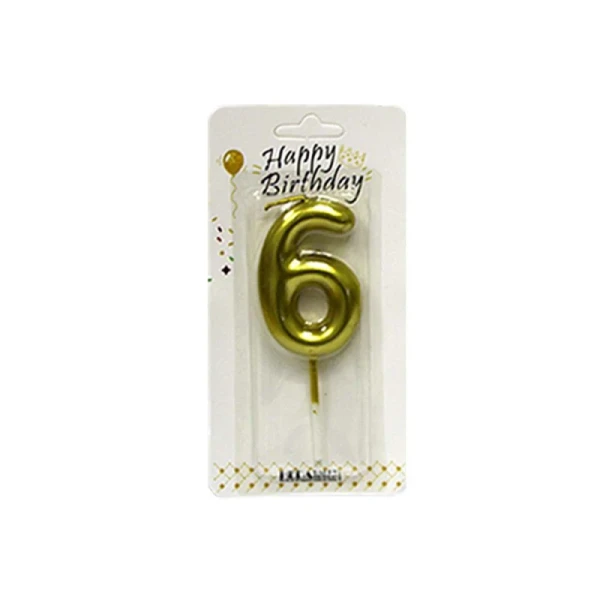Свічка "6" золото, висота 6см, YY13g-6