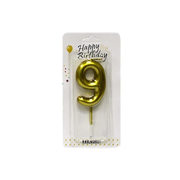 Свічка "9" золото, висота 6см, YY13g-9