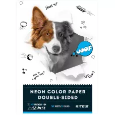 Папір кольоровий неон. (10арк/5кол), A4 Kite Dogs K22-252