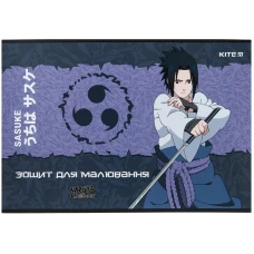 Зошит для малювання, 12 арк., скоба, гібр. лак + УФ лак, Naruto NR23-241 Kite